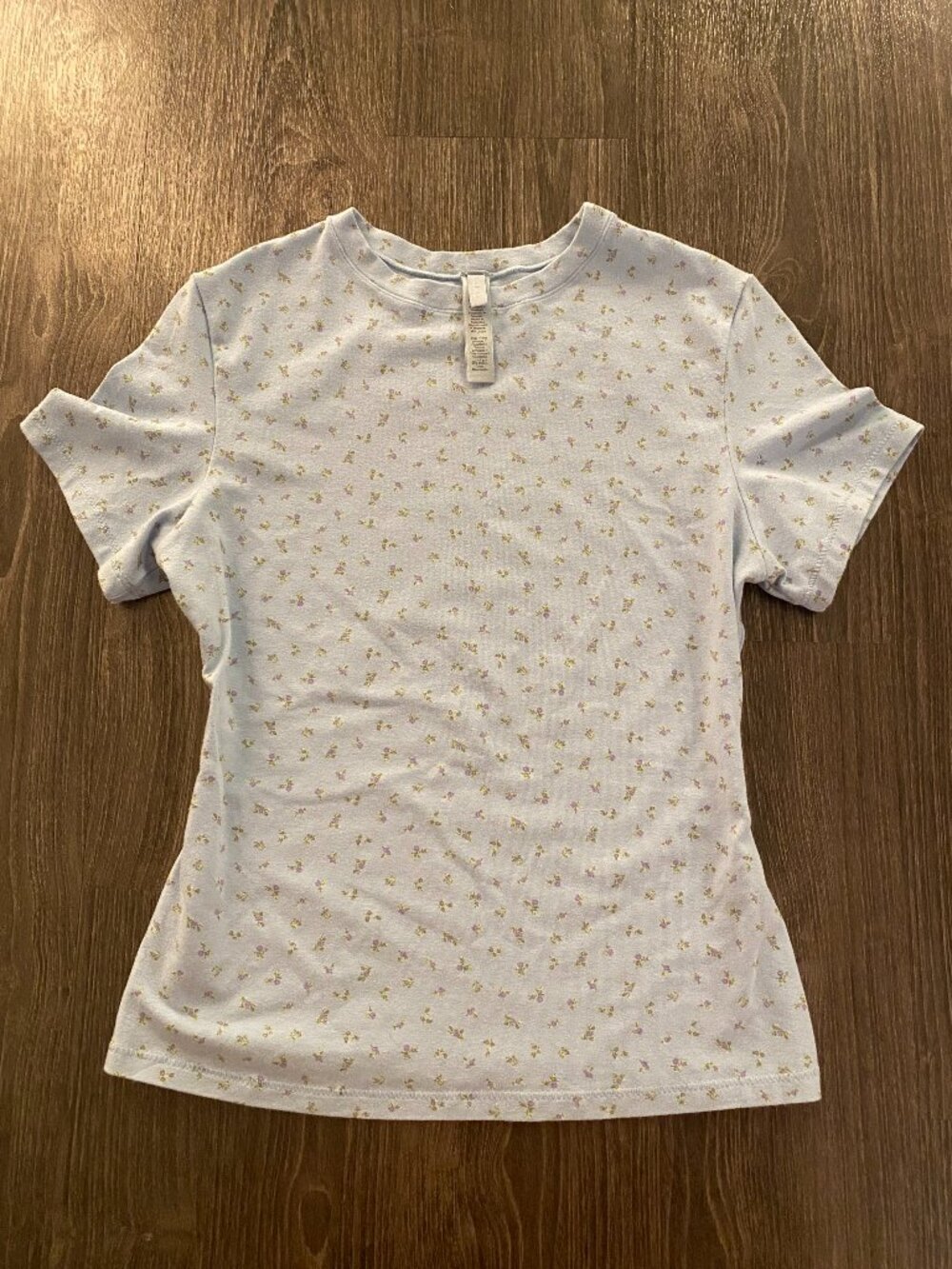 Skims blue floral cotton jersey t shirt (medium)
